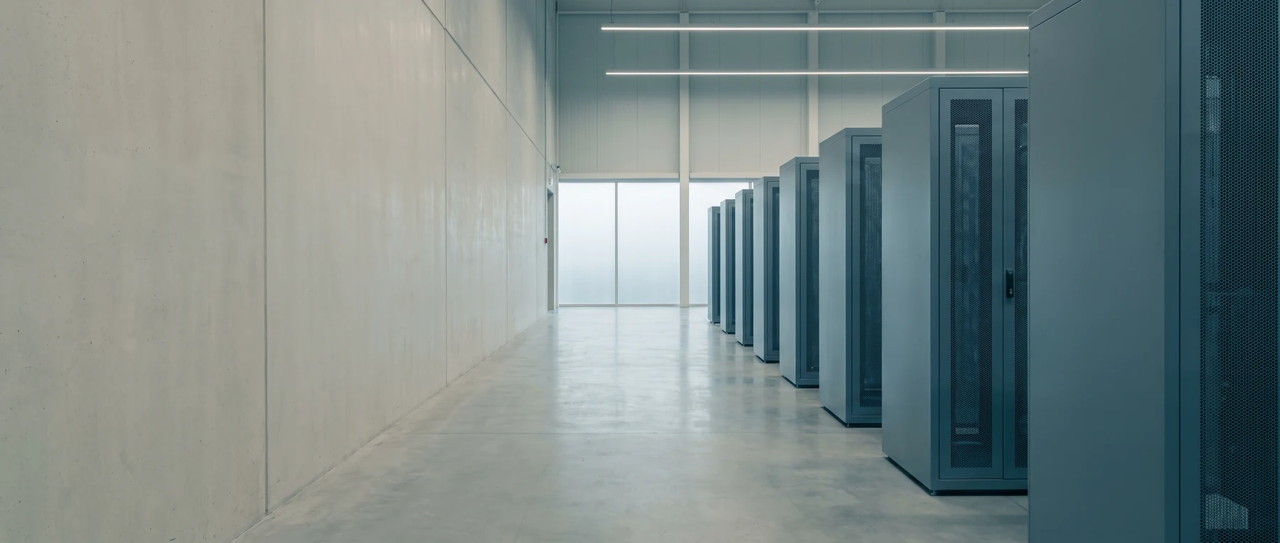 Server cabinets lining a data centre aisle