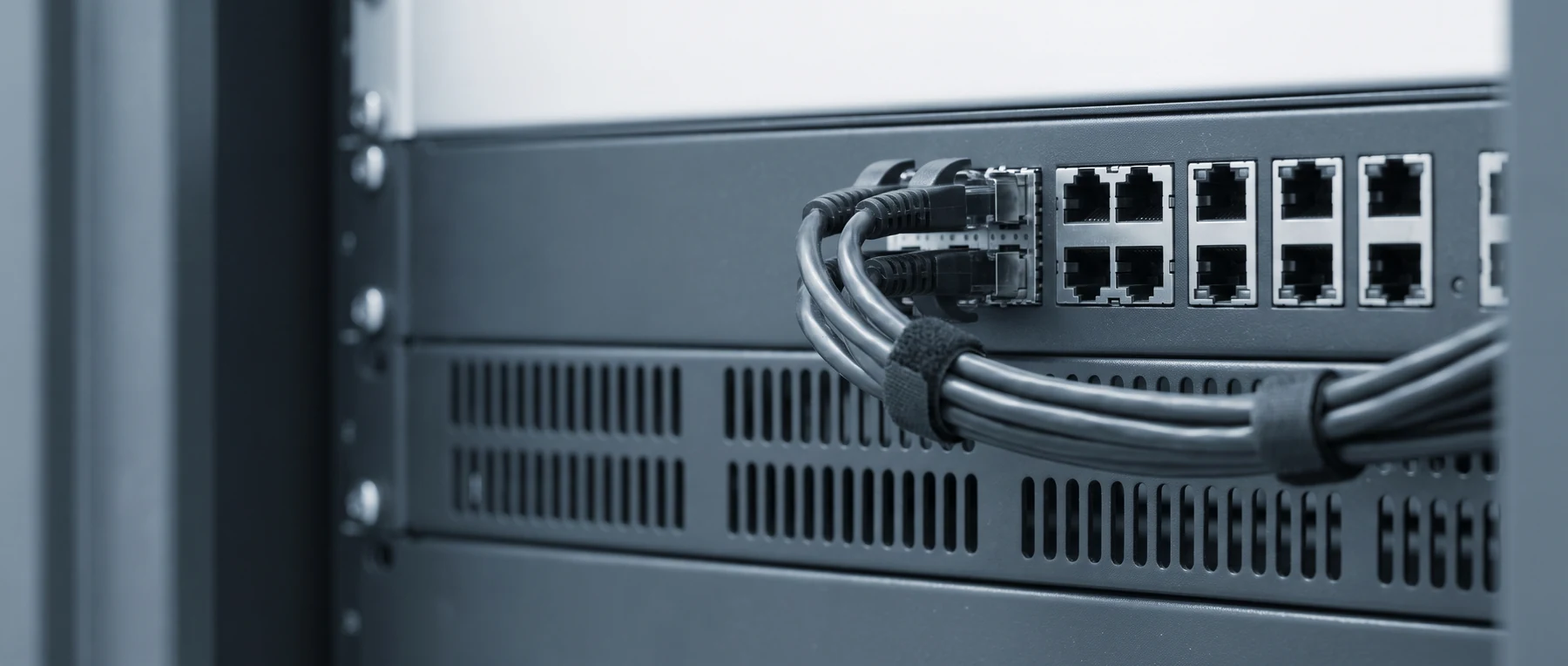 A rack of network security appliances